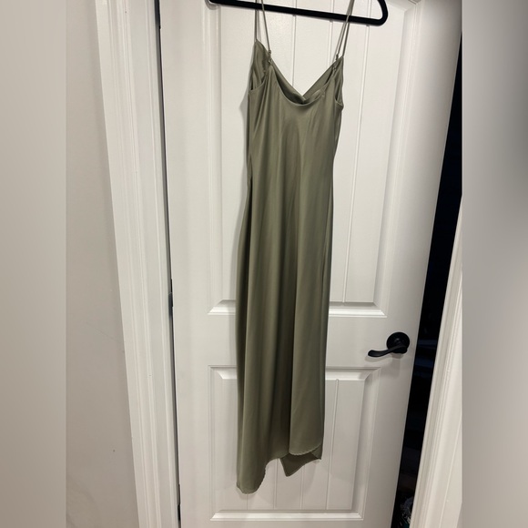 Dynamite Asymmetrical Cowl Neck Olive Dress - Picture 2 of 5